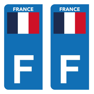 F Drapeau Français - Autocollant pour Plaque Immatriculation