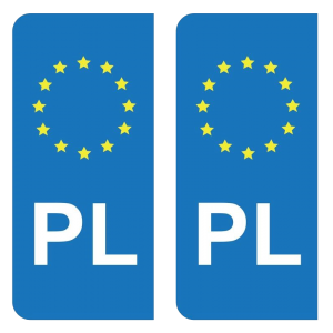 Pologne PL - Autocollant pour Plaque Immatriculation