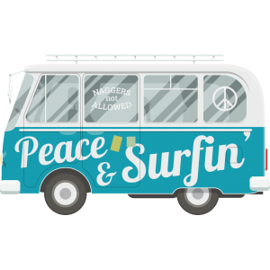 Autocollant Van Peace & Surfin