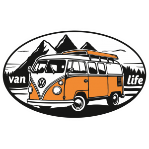 Autocollant Van Life Montagnes Vintage