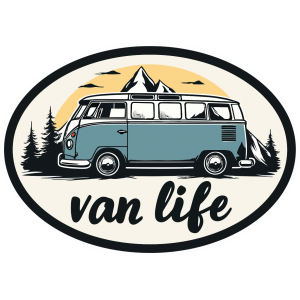 Autocollant Van Life Montagnes VW Camper