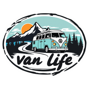 Autocollant Van Life Montagnes VW Camper 2