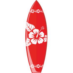 Autocollant Planche de Surf Aloha Rouge