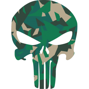 Autocollant The Punisher Skull Camo Vert modèle 2