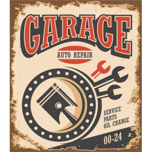 Autocollant Panneau Vintage Garage