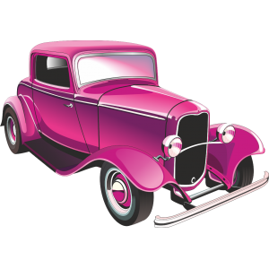 Autocollant Voiture Hot Rod Rose