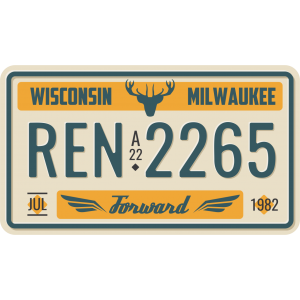 Autocollant Wisconsin Immatriculation Vintage