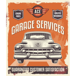 Autocollant Affiche Retro Garage Services