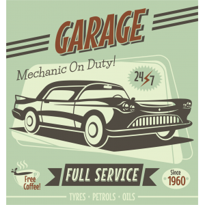 Autocollant Affiche Retro Vintage Garage