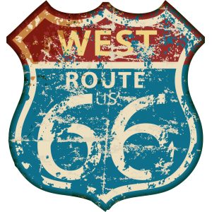 Autocollant Panneau Route 66 WEST US