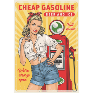 Autocollant Affiche Vintyage Cheap Gasoline