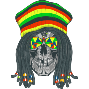 Autocollant Tête de mort Rasta